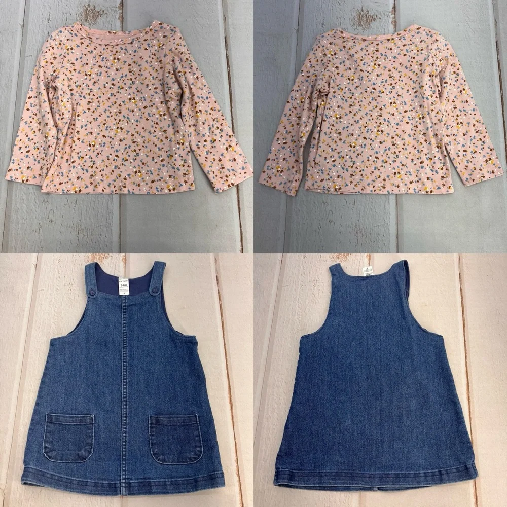 Baby 3-Piece Tee & Chambray Jumper Set SIZE 24M‎